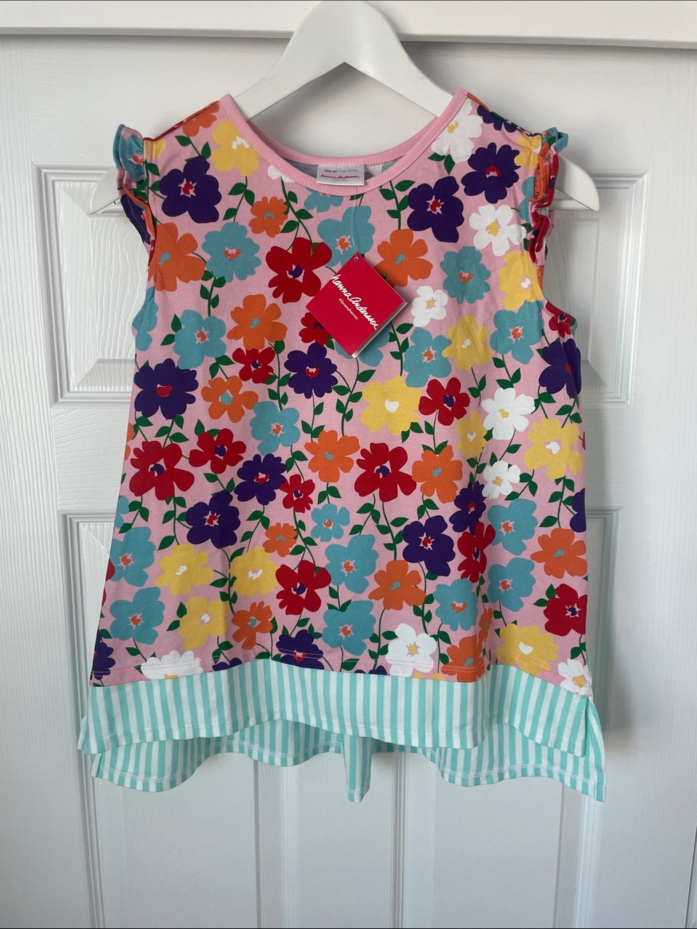 Colorful Floral Ruffle Sleeve Dress - Pink Multi